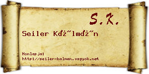 Seiler Kálmán névjegykártya